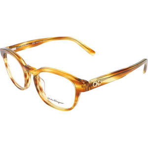 Oprawki "SF2779 33368" w kolorze pomarańczowym. Brązowe okulary przeciwsłoneczne marki Carrera, Ferragamo. W wyprzedaży za 249,95 zł.