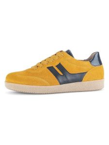 Gabor Skórzane sneakersy w kolorze granatowo-żółtym rozmiar: 38. Niebieskie trampki Gabor, bez wzorów, bez zapięcia. Za 242,13 zł.