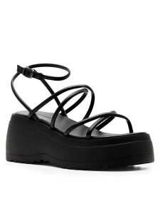 Jenny Fairy Sandały WS186-03 Czarny. Czarne sandały Jenny Fairy, bez wzorów, z syntetyku, bez obcasa, na koturnie, bez zapięcia. Za 169,99 zł.