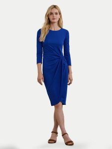 LAUREN RALPH LAUREN Sukienka codzienna 250957709001 Niebieski Regular Fit. Niebieskie sukienki Lauren Ralph Lauren, na co dzień, bez wzorów, z syntetyku, bez kołnierzyka, bez ramiączek, proste. Za 509,99 zł.