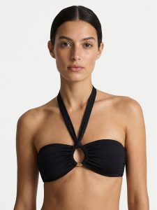 Guess Góra od bikini E6GJ15 KF590 Czarny. Czarne bikini Guess, z aplikacjami, z syntetyku. Za 329,99 zł.
