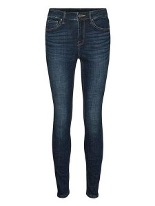 Vero Moda Dżinsy - Skinny fit - w kolorze granatowym rozmiar: S/L32. Niebieskie jeansy Vero Moda, z aplikacjami, z bawełny, z podwyższonym stanem. Za 136,13 zł.