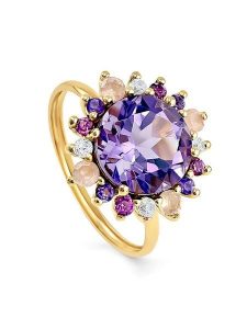 OR Carats Złoty pierścionek z kamieniami szlachetnymi rozmiar: 56. Różowe pierścionki OR Carats, z ametystem, złote. Za 918,12 zł.