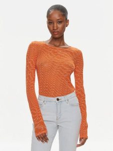 Pinko Bluzka Berlino 100639 A1A0 Pomarańczowy Regular Fit. Brązowe bluzki Pinko, s, bez wzorów, z syntetyku, bez kołnierzyka, bez ramiączek. Za 369,99 zł.