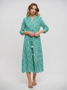 BLE Sukienka w kolorze turkusowym rozmiar: onesize. Niebieskie sukienki BLE, z aplikacjami, z bawełny, bez kołnierzyka, bez ramiączek, maxi, rozkloszowane. Za 123,25 zł.
