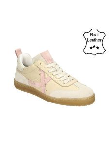 Bullboxer Skórzane sneakersy w kolorze beżowo-jasnoróżowym rozmiar: 37. Brązowe trampki Bullboxer, bez wzorów, ze skóry, bez zapięcia. Za 232,78 zł.