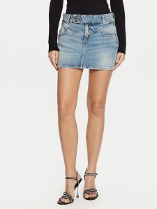 Guess Spódnica jeansowa W5RD96 D5LR1 Niebieski Regular Fit. Niebieskie spódnice Guess, z aplikacjami, z bawełny. Za 309,99 zł.