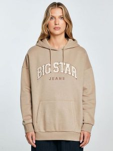 BIG STAR Bluza w kolorze beżowym rozmiar: L. Brązowe bluzy Big Star, l, bez wzorów, z kapturem. Za 129,99 zł.