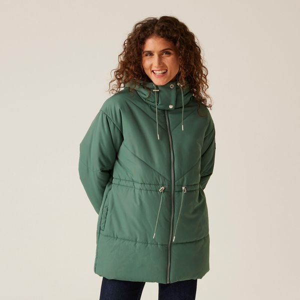 Kurtka turystyczna pikowana damska Regatta Rurie. Zielone kurtki Regatta, na zimę, bez wzorów, z poliesteru, bez kaptura. Za 207,40 zł.
