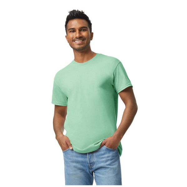 Ciężka Bawełniana Koszulka Unisex Dla Dorosłych. Zielone bluzki GILDAN, xl, bez wzorów, z bawełny, sportowe, bez kołnierzyka, bez ramiączek. Za 32,99 zł.