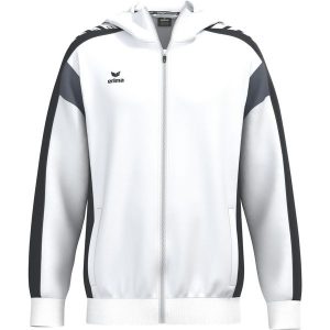 Kurtka treningowa Erima Celebrate 125 z kapturem, wielokolorowa dla juniorów. Białe kurtki Erima, bez wzorów, z kapturem. Za 329,99 zł.