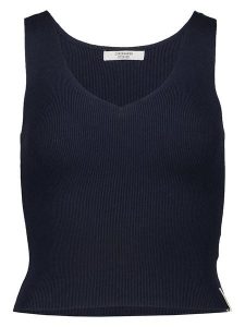 Copenhagen Studios Top w kolorze granatowym rozmiar: 44. Niebieskie topy Copenhagen Studios, bez wzorów, prążkowane, bez kołnierzyka, bez ramiączek. Za 61,89 zł.