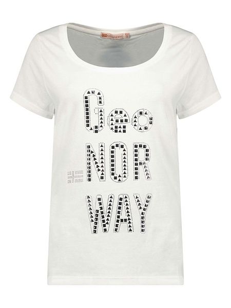 Geographical Norway Koszulka "Jarziza" w kolorze białym rozmiar: XXL. Białe bluzki Geographical Norway, xxl, bez wzorów, z bawełny, bez kołnierzyka, bez ramiączek. Za 39,58 zł.