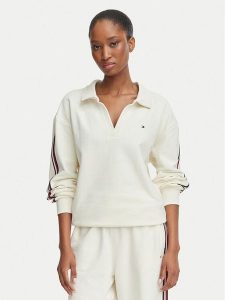 Tommy Hilfiger Bluza Rugby UW0UW06629 Kremowy Relaxed Fit. Białe bluzy TOMMY HILFIGER, xs, bez wzorów, z bawełny, bez kaptura. Za 329,99 zł.