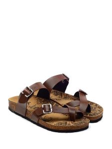 Calceo Japonki w kolorze brązowym rozmiar: 38. Brązowe klapki Calceo, bez wzorów, z materiału, z otwartym noskiem, bez obcasa. Za 153,45 zł.