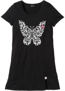 Krótka koszula nocna z bawełny organicznej. Czarne koszule nocne bonprix, bez wzorów, z bawełny, bez ramiączek. Za 54,99 zł.