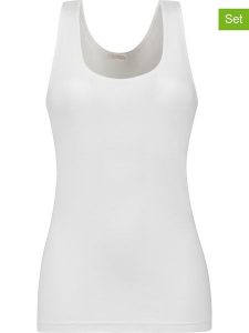 COTONELLA Topy (2 szt.) w kolorze białym rozmiar: XL. Białe topy COTONELLA, xl, bez wzorów, z bawełny, bez kołnierzyka, bez ramiączek. Za 43,99 zł.