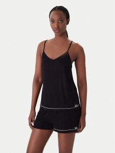 KARL LAGERFELD Piżama B1W45011 Czarny Regular Fit. Czarne piżamy KARL LAGERFELD, bez wzorów, z wiskozy, bez ramiączek. Za 529,99 zł.