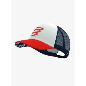 Czapka z daszkiem Compressport Trucker Cap - sugar/blues. Czerwone czapki Compressport, bez wzorów, sportowe. Za 119,99 zł.
