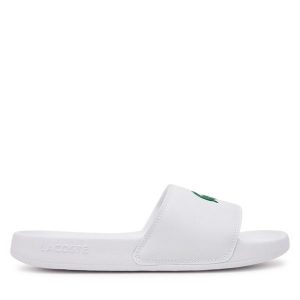 Klapki Lacoste. Białe klapki Lacoste, bez wzorów, bez obcasa. Za 129,99 zł.
