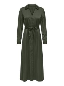 ONLY Sukienka koszulowa Mika 15361725 Zielony Regular Fit. Zielone kombinezony ONLY, m, bez wzorów, z wiskozy, bez kołnierzyka, bez ramiączek. Za 229,99 zł.