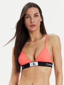 Calvin Klein Swimwear Góra od bikini KW0KW02451 Koralowy. Pomarańczowe bikini Calvin Klein Swimwear, bez wzorów, z syntetyku. Za 149,99 zł.