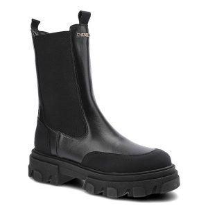 Czarne Botki Chebello Damskie Modne Skórzane Buty. Czarne botki CheBello, na zimę, bez wzorów, z materiału, bez obcasa, na płaskiej podeszwie, bez zapięcia. Za 319,00 zł.