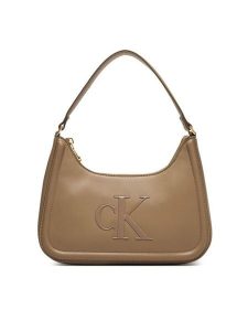 Calvin Klein Torebka Bold Ck Small Shoulder Bag LV04F3230G Beżowy. Brązowe torebki klasyczne Calvin Klein, bez wzorów, ze skóry, bez dodatków. Za 409,99 zł.