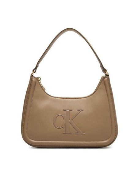 Calvin Klein Torebka Bold Ck Small Shoulder Bag LV04F3230G Beżowy. Brązowe torebki klasyczne Calvin Klein, bez wzorów, ze skóry, bez dodatków. Za 409,99 zł.