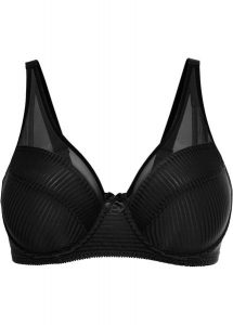 Biustonosz minimizer z siateczką. Czarne biustonosze bonprix, bez wzorów. Za 77,99 zł.