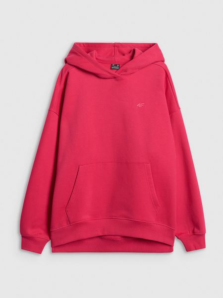 4F Bluza dresowa loose z kapturem damska - czerwona L. Czerwone bluzy 4f, l, bez wzorów, z dresówki, z kapturem. Za 199,99 zł.