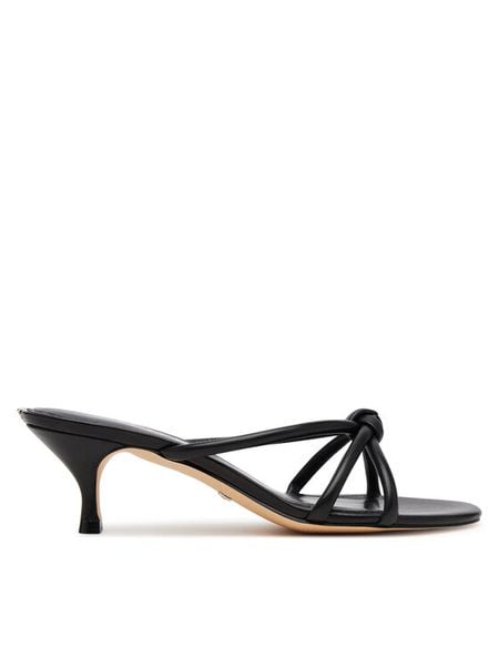 Guess Klapki FLJGARLEA03 Czarny. Czarne klapki Guess, z aplikacjami, ze skóry, bez obcasa. Za 467,99 zł.
