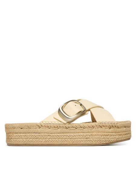 Calvin Klein Espadryle Flatf Espadrill Cross Lth Hdw HW0HW02892 Écru. Espadryle Calvin Klein, bez wzorów, ze skóry, bez obcasa. Za 489,99 zł.