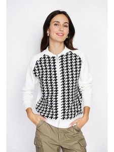 ASSUILI Kardigan w kolorze biało-czarnym rozmiar: 42. Białe kardigany Assuili, z kaszmiru. Za 152,98 zł.