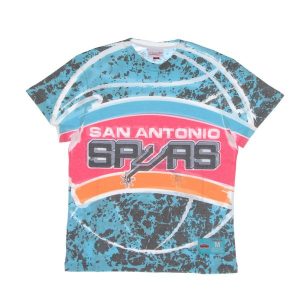 Koszulka San Antonio Spurs NBA Jumbotron Submimated. Niebieskie bluzki MITCHELL & NESS, bez wzorów, sportowe, bez kołnierzyka, bez ramiączek. Za 258,00 zł.