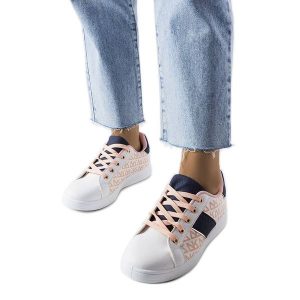 Inna Białe sneakersy z kolorowymi wstawkami Kessla. Białe trampki bez wzorów, bez zapięcia. Za 96,55 zł.