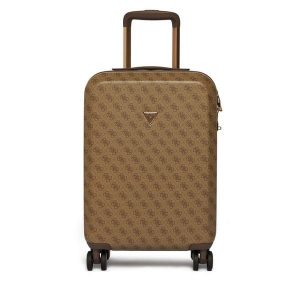 Walizka kabinowa Guess. Brązowe walizki Guess, z aplikacjami. Za 699,99 zł.