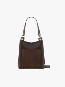 Ciemnobrązowa torebka tote. Brązowe listonoszki Brawo sp. z o.o., bez wzorów, z materiału, bez dodatków. Za 399,99 zł.