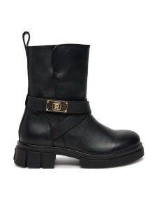 Tommy Hilfiger Botki Biker Leather FW0FW08313 Czarny. Czarne botki TOMMY HILFIGER, bez wzorów, ze skóry, bez obcasa, na płaskiej podeszwie, bez zapięcia. Za 519,99 zł.