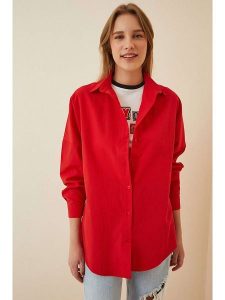 Happiness Istanbul Koszula w kolorze czerwonym rozmiar: 38. Czerwone koszule Happiness Istanbul, bez wzorów, bez kołnierzyka, bez ramiączek. Za 59,45 zł.