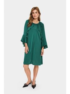 SAINT TROPEZ Sukienka w kolorze zielonym rozmiar: XS. Zielone sukienki Saint Tropez, na co dzień, xs, bez wzorów, bez kołnierzyka, bez ramiączek, midi, proste. Za 130,99 zł.