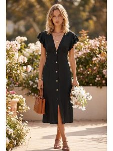 SOULSHAE Sukienka w kolorze czarnym rozmiar: XXL/3XL. Czarne sukienki SOULSHAE, xl, bez wzorów, bez kołnierzyka, bez ramiączek, midi. Za 114,45 zł.