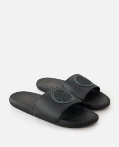 Klapki damskie Rip Curl Icons Bloom. Czarne klapki Rip Curl, bez wzorów, z materiału, bez obcasa. Za 149,99 zł.
