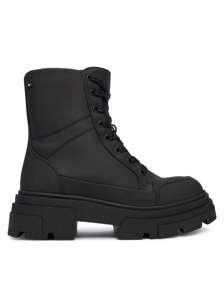 Tommy Hilfiger Trzewiki Tommytech Water Repellent Laceup FW0FW09161 Czarny. Czarne botki TOMMY HILFIGER, bez wzorów, ze skóry, bez obcasa, na płaskiej podeszwie, bez zapięcia. Za 479,99 zł.
