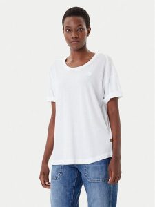 G-Star Raw T-Shirt Rolled Up D24524-4107 Biały Loose Fit. Białe t-shirty G-Star Raw, xs, bez wzorów, z bawełny, bez kołnierzyka, bez ramiączek. Za 89,99 zł.