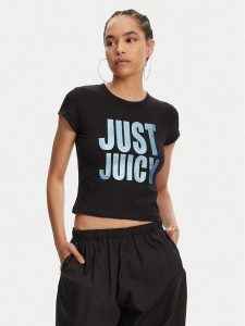 Juicy Couture T-Shirt Just Juicy JCGCT125040 Czarny Slim Fit. Czarne t-shirty Juicy Couture, m, bez wzorów, z bawełny, bez kołnierzyka, bez ramiączek. Za 129,99 zł.