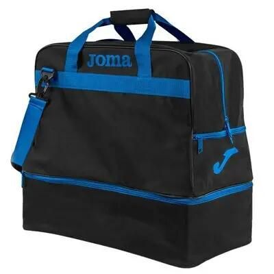 Torba piłkarska Joma Training III z podwójnym dnem 50L niebieski. Czarne torby podróżne i sportowe JOMA, bez wzorów, z materiału, duże. Za 206,45 zł.