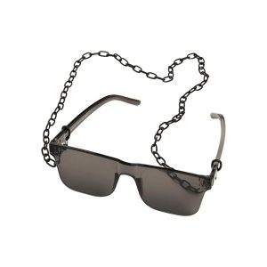 Prostokątne Okulary Przeciwsłoneczne Unisex Adult 105 Z Łańcuszkiem. Czarne okulary przeciwsłoneczne Urban Classics, prostokątne. Za 84,99 zł.