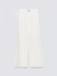 Spodnie damskie wide z domieszką lnu białe Malusi 100. Białe spodnie z wysokim stanem Big Star, bez wzorów, z denimu, z podwyższonym stanem. Za 229,99 zł.