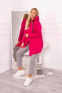 Bluza ocieplana z asymetrycznym suwakiem fuksja. Czerwone bluzy KESI, l, bez wzorów, z bawełny, bez kaptura. Za 238,37 zł.